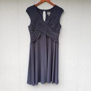 Adrianna Papell Navy Blue V Neck Dress Size 8